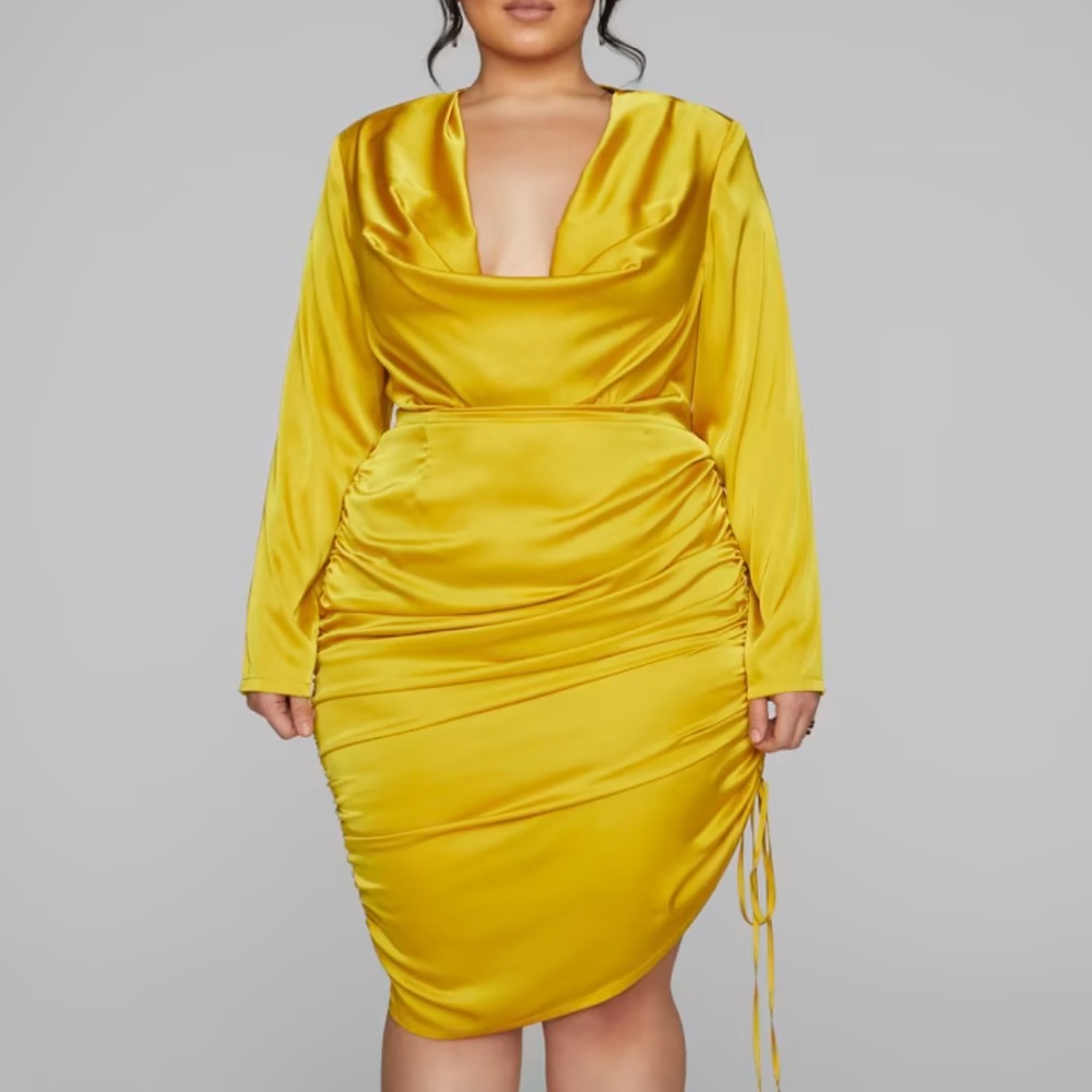 Kaley Cowl Neck Ruched Dress